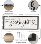 flowtorely Always Kiss Me Goodnight Wall Sign For Master Bedroom Above Bed Wall Decor 40''×15'' Large Rustic Solid Wood Frame For Farmhouse Couples Above bed Wall Art Decoration (Black)