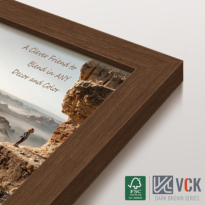 VCK 14x22 Frame Set of 3 - Brown, Wood Picture Frame with Exclusive Wood Grain, Wall Gallery Frame