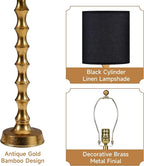 30.5" Gold Buffet Lamps Set of 2 with Black Shade, Buffet Table Lamps Set of 2 for Living Room, Black Golden Lamp for Dining Room, Golden Bamboo Lamps for Credenza