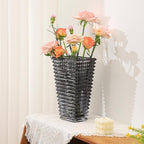 MCMCNCUIU Crystal Glass Vase, Large Crystal Vases for Flowers, Large Flower Vase, Black Modern Vases for Living Room, Bedroom, Kitchen, Dining Table, Mantle, Wedding, 11 Inches