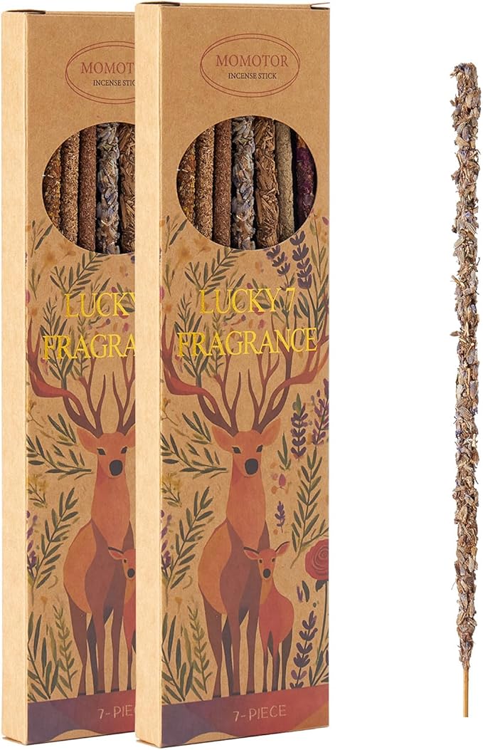 Incense Sticks – 28 Natural Sticks with 7 Scents: Palo Santo, White Sage, Lavender, Rose, Sandalwood, Agarwood & Osmanthus – for Meditation, Spiritual Use & Stress Relief Gifts