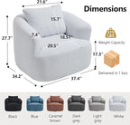 Swivel Accent Chair,360° Rotating Barrel Chair,Teddy Fleece High-Resilience Sponge Single Sofa, Easy Assembly for Living Room, Bedroom, Apartment White