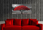 Black and White Red Tree Wall Art Canvas Print Picture Large Red Tree Landscape Modern Artwork for Living Room Bedroom Office Home Wall Decor With Frame 24X48inch