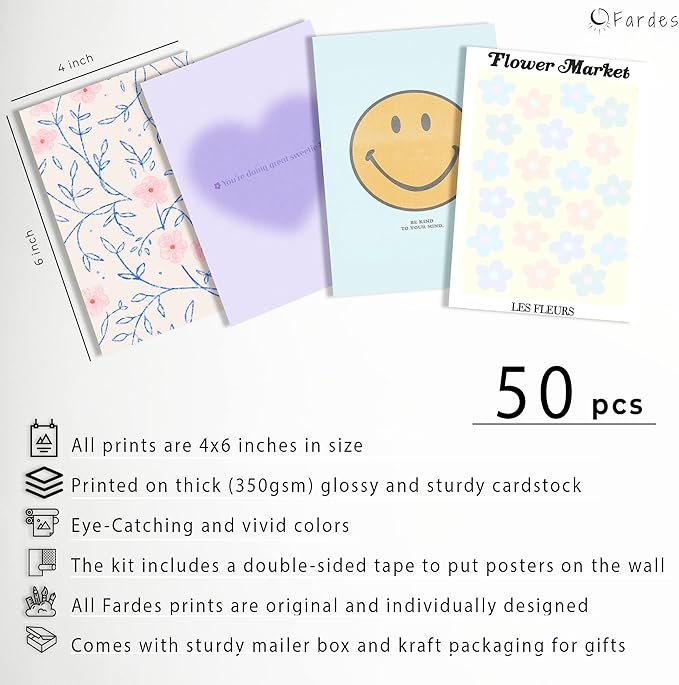 Minimalist Wall Art for Blue Room Decor Aesthetic, 50pcs Danish Pastel Collage Kit Aesthetic Pictures, Posters, Matisse Posters and Dorm