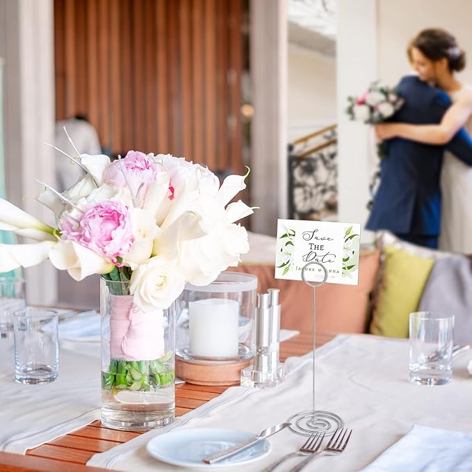 Table Number Holders 10Pcs - 8.75 inch Tall Table Number Stands Place Card Holder for Wedding Party Graduation Reception Restaurant Home Photo Picture Office Memo (Silver, 8.75")