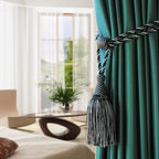 Fenghuangwu Curtain Tiebacks Handmade Elegant Curtain Tie Backs Holdbacks with Tassel for Home Office Decor 2 Pack - Black