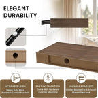 Square Floating Shelves for Wall, 12" W x 12" D x 1.2" H, Small Wooden Wall Mounted Display Shelves with Invisible Brackets for Living Room, Bedroom, Bathroom, Kitchen Decor, Set of 3, Walnut