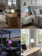 uuffoo Cordless Rechargeable Outdoor Table Lamp, Dimmable Shower Lamp for Living Room, Bedroom, Bathroom, Patio, Restaurant, Small Modern Desk Light with RGB Color Changing, Warm White & Candle Mode