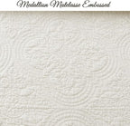 Cozy Line Home Fashions 100% Cotton Medallion Off White Matelasse Embossed Bedding Quilt Set, Reversible Lightweight Bedspread, Coverlet for All Season (Ivory, Oversized King - 3 Piece)