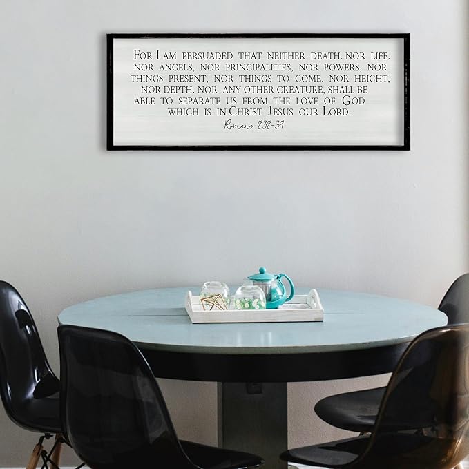 ZZJJHYWGQ Christian Bible Verse Wall Art For I am Persuaded Romans 8:38-39 Bible Verse Sign Decor 32"×12" Inspirational Religious for Home Church Large Wood Frame Scripture Wall Hanging (Black)