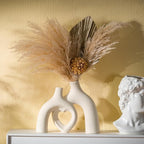 Snuggle Hollow Ceramic Decorative Vase, Modern Minimalist Nordic Boho Ins Style Vases for Home Decor Living Room Shelf Entryway Coffee Table or Console Décor (Matte Milky White)