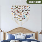 Hanging Photo Display boho bedroom decor teenage girl room decor Birthday Gifts for Grandma gift for mom Grandma’s Gifts - from Daughter, Granddaughter and Grandson - Mom Grandmothers Photo Holder，with 30 Wood Clips, 35" L x 30'' W