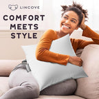 Lincove Euro Throw Pillow Insert Square 12"x20" Pillow – Made in Canada, 100% Cotton Shell, Down Alternative Filling, Vegan-Friendly, Hypoallergenic - Decorative Couch Pillows, 1 Pack