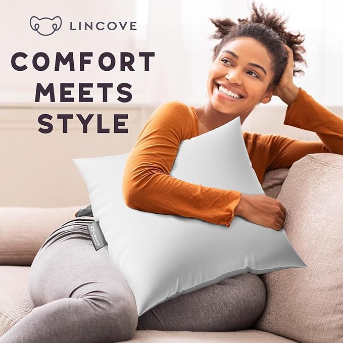 Lincove Euro Throw Pillow Insert Square 16"x16" Pillow – Made in Canada, 100% Cotton Shell, Down Alternative Filling, Vegan-Friendly, Hypoallergenic - Decorative Couch Pillows, 1 Pack