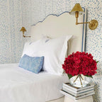 Hollyone Hydrangea Artificial Flowers in Vase Red Silk Fall Fake Flowers Arrangements with Glass Vase with Faux Water Faux Floral Bulk Bouquet for Office Table Centerpiece Shelf Home Decorations