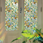 Stained Peacock Window Film Decorative Birds Flowers Static Glass Window Clings Stickers for Home Office Living Room Bedroom Glass Windows Door Decor 16.93 x 39.37 Inches