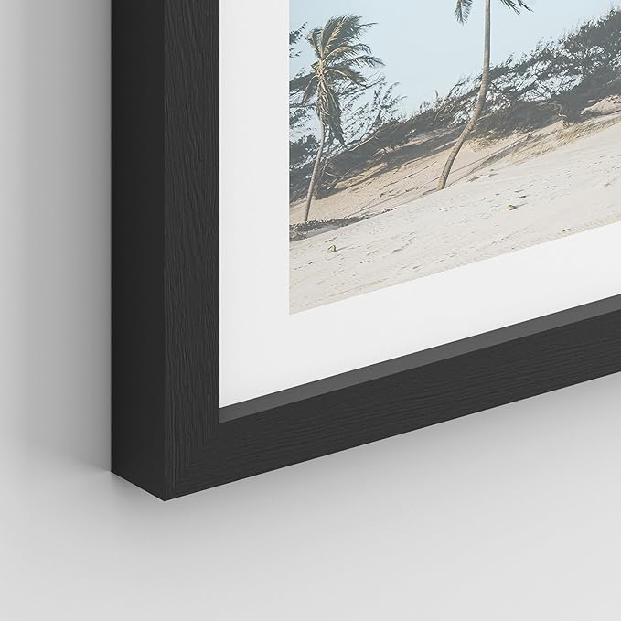 SIGNWIN Framed Washed Out Tropical Island Wall Art, Set of 4 Island Palm Tree Beach Landscapet Wall Decor Prints, Nature Wilderness Wall Décor for Living Room, Bedroom - 11"x14"Black