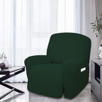 Easy-Going 4 Pieces Oversized Recliner Stretch Sofa Slipcover Sofa Cover Furniture Protector Couch Soft with Elastic Bottom,Polyester Spandex Jacquard Fabric Small Checks Dark Green