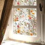Stained Wildflower Window Film Decorative Flowers Static Glass Window Clings Stickers for Home Office Living Room Bedroom Glass Windows Door Decor 15.74 x 39.37 Inches