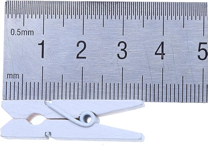 DECORA 3.5cm Sturdy White Wooden Mini Clothespin Photo Clips Pack of 100