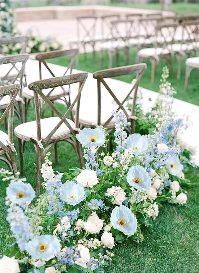 IPOPU 43.3" Poppy Flowers Artificial Flowers 6PCS Fake Silk Poppies Long Stem Artificial Flowers for Tall Vase for Wedding Party Home Decor(Baby Blue)