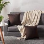 Decorative Pillow Cases 16x16 Chocolate Brown: 2 Pack Cozy Soft polyester Square Throw Pillow Covers for Farmhouse Home Decor