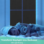 Volcanics Blackout Window Film, Privacy Frosted Sun Blocking Black Window Cover Room Darkening Window Tint for Home Static Cling 100% Light Blocking 23.6 x 78.7 Inches