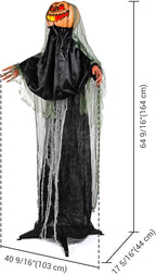 AW Scary Animated Halloween Decorations Jack-O-Lantern,Pumpkin Ghost Props 5.4 Ft Full Life Size with Motion/Sound Activated Glowing Head Horror Party Outdoor Indoor Decorations Farm Scarecrow 2025