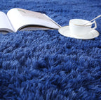 CAIYUECS Shag Area Rug,Indoor Ultra Soft Plush Rugs for Bedroom Living Room, Non-Skid Modern Nursery Faux Fur Rugs for Kids Room Home Decor (4x6 Feet, Navy Blue)