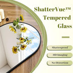 BEAUTYPEAK 32"x34" Arch Bathroom Mirror, Wall Mounted Vanity Metal Frame Mirror for Bedroom, Entryway, Living Room, Black