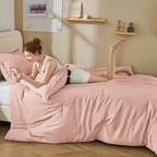 Litanika Pink Twin Comforter Set for Girls, 2 Pieces Kids Blush Plain Bedding Comforter Set, All Season Bed Set (66x90In Comforter & 1 Pillowcase)