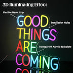 Good Things Are Coming Neon Sign Colorful Letters Neon Lights Signs Motivational Decor Inspirational Quotes LED Neon Signs for Wall Bedroom Bar Office Man Cave Dorm Decor Birthday Gifts