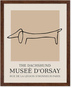 Poster Master Vintage Poster - Retro Minimalist Print - Gift for Artist, Housewarming - Dachshund Dog, Line Drawing, Abstract - Wall Decor for Living Room, Bedroom, 11x14 Brown Framed