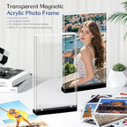 magnetic photo frames 3-Pack–10+10mm Thick Block /With Magnetic Base | Clear Stereoscopic 5x7 Desktop glass picture frame | Aesthetic Home Decor for Offices, Gifts & Memory Showcase (5×7 vertical)