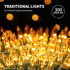 300LIGHTS(2*150L) YELLOW Extra-Bright With End Connectors Christmas Decorative Light 19.44m UL Certified Mini String Light Set Waterproof for Home Garden Holiday Tree Party Patio Decor Wedding
