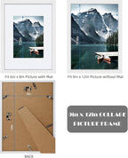 9x12 White Picture Frames set of 3, Made of Wooden and Glass Photo frame - Displays Picture 6x8 with Mat or 9 x 12 without Mat, Desktop & Wall Collage Frame set
