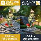 Solar Frog Statue for Garden with Watering Can Light 8.8" Resin Frog Figurine Outdoor Patio Porch Yard Decor Unique Birthday Housewarming Gifts for Women Mom Grandma Wife Sister