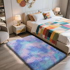 Shag Area Rug for Bedroom 3x5,Fluffy Area Rugs for Living Room,Soft Fuzzy Rug Non-Shedding Indoor Plush Carpet for Kids Bedroom Nursery Dorm Home Decor,Rainbow Purple
