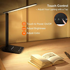 shinelife LED Desk Lamp for Office Home, Bright Desk Light with USB Charging Port, Adjustable Dimmable Desk Lamps 5 Modes 5 Brightness, Touch Study Lamp for Nail, Craft, Puzzle, Sewing, Study, Black