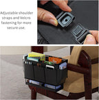 Bedside Caddy, Bed Organizer with 11 Pockets and Power Strip Holder,Versatile Bedside Storage Caddy for Home,Dorm,Bunk,Hospital,Crib Bed (Black)