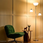 VONLUCE 71" Floor Lamp for Living Room with 3 Bulbs, Standing Lamp with Adjustable Reading Light, Modern Torchiere Floor Lamp with 3 Color Temperatures, Tall Lamp for Bedroom Corner, Nickel