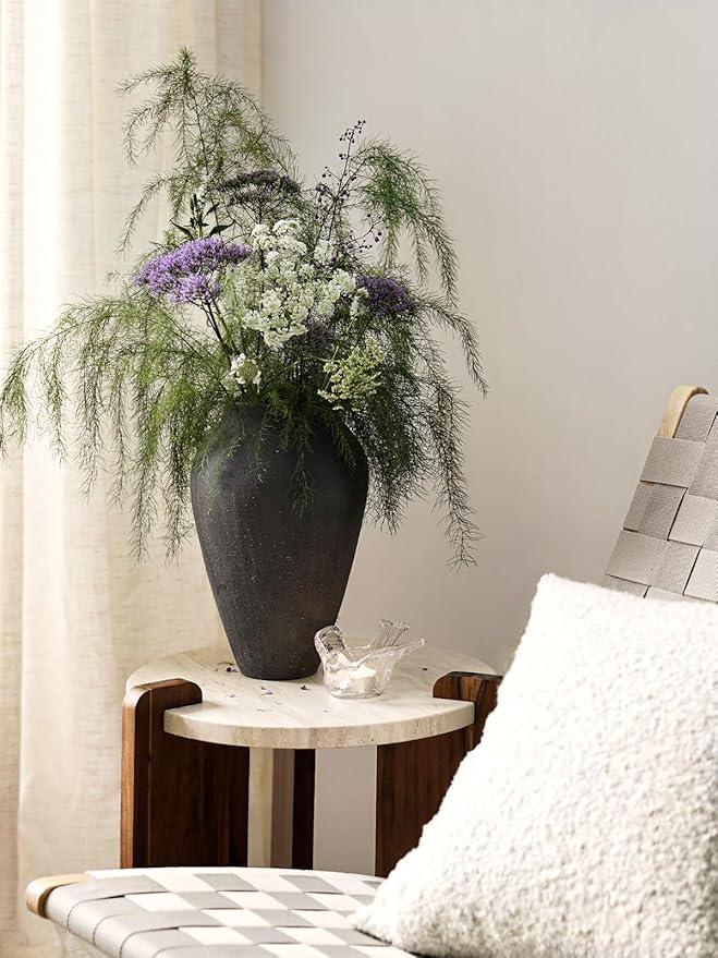 Black Ceramic Vase - Large 11.8 Inch Tall Floor Vase for Centerpieces, Farmhouse Rustic Minimalist Home Decor for Living Room, Enterway, Wedding (Sandstone Black)