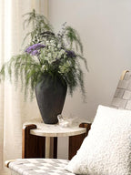 Black Ceramic Vase - Large 11.8 Inch Tall Floor Vase for Centerpieces, Farmhouse Rustic Minimalist Home Decor for Living Room, Enterway, Wedding (Sandstone Black)