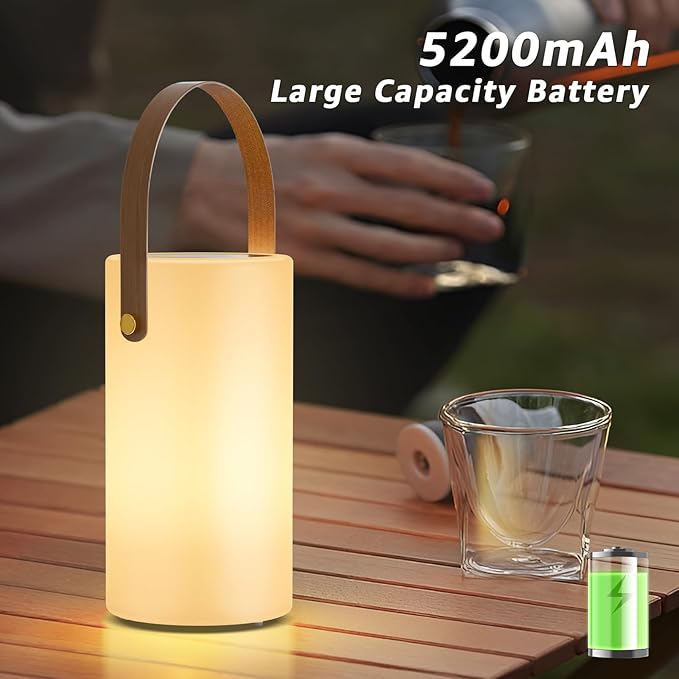 2-Pack Solar Table Lamp Outdoor Water-Resistant LED Portable Solar Lantern Warm RGB Rechargeable Cordless Lights for Patio Deck Camping