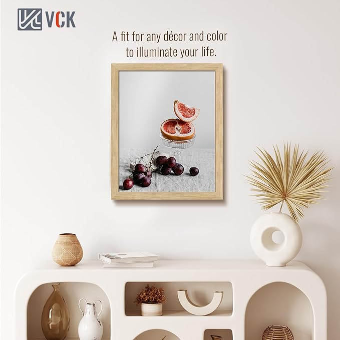 VCK 16x20 Poster Frame 3 Pack - Oak, Natural Solid Wood Picture Frames for Wall, Wall Gallery Frame