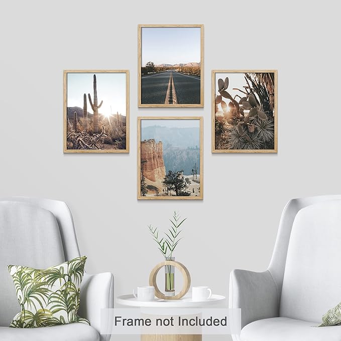 SIGNWIN Adhesive Canvas Poster Southwest Texas Arizona Saguaro Cactus Desert Landscape Nature Wilderness Photography Modern Art Decorative Zen Relax/Calm Multicolor Scenic for Bedroom - 11"x14"x4