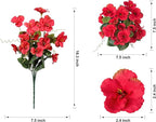 Hibiscus Artificial Flowers Plants for Outdoors Decoration, 6 Bundles Silk Hibiscus Bouquet Tropical Flowers Artificial Realistic UV Resistant Fake Flowers for Outside Planter Porch Patio Balcony, Mix