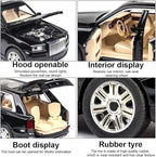 EROCK 1/24 Rolls-Royce Cullinan Model Car, Alloy Die Casting Collectible Pull Back Toy Car with Sound and Light for Kids Boy Girl Birthday Gift