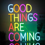 Good Things Are Coming Neon Sign Colorful Letters Neon Lights Signs Motivational Decor Inspirational Quotes LED Neon Signs for Wall Bedroom Bar Office Man Cave Dorm Decor Birthday Gifts
