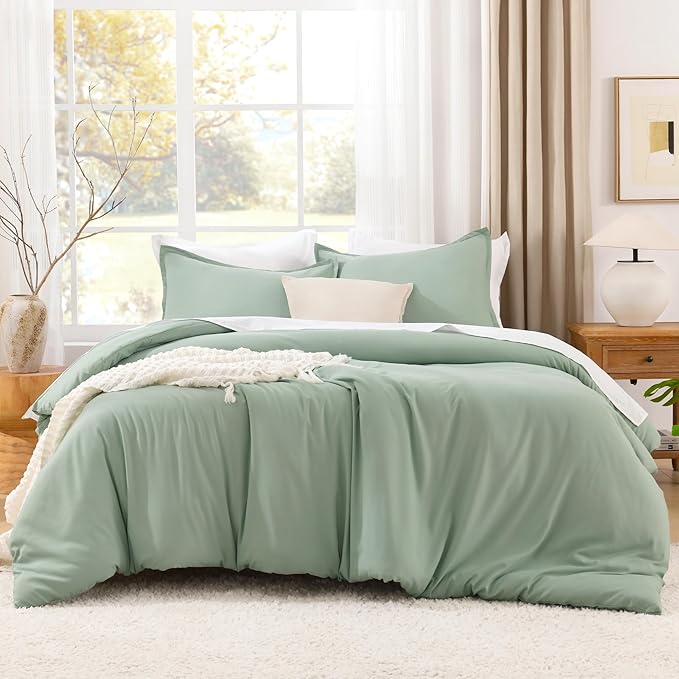 Litanika Twin XL Comforter Set Sage Green, 2 Pieces Comforter Sets Soft Down Alternative Comforter All Season Quilt Blanket (66x90In Comforter & 1 Pillowcase)